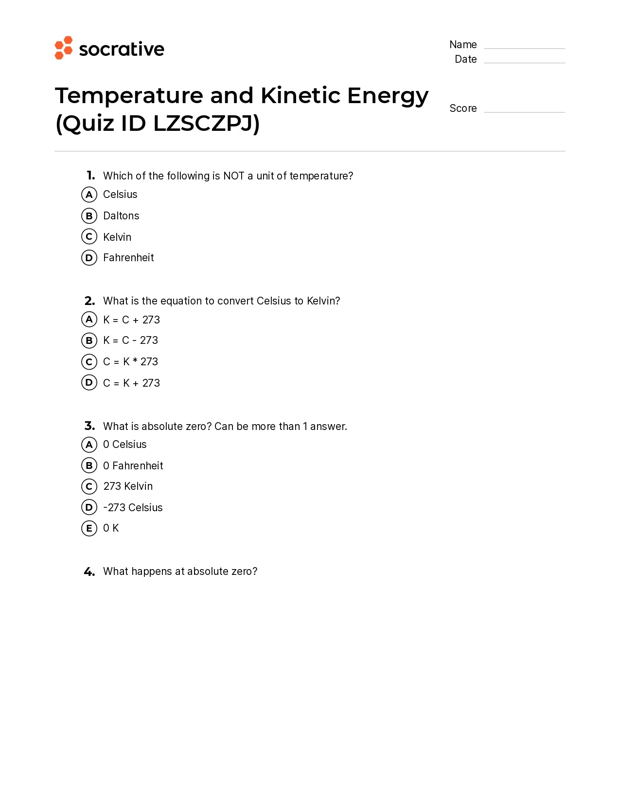 Temperature And Kinetic Energy