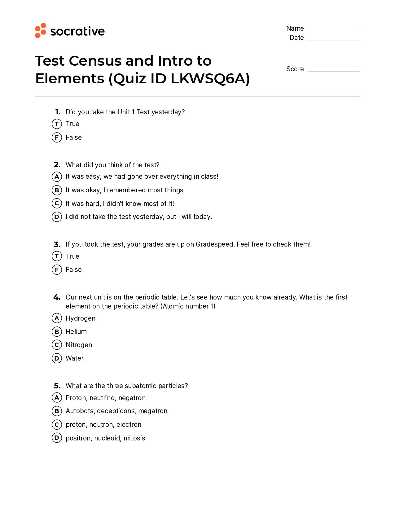 Test Census And Intro To Elements