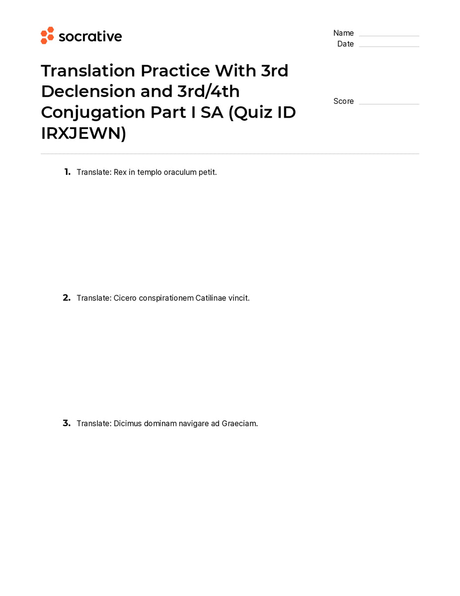 Translation Practice With 3Rd Declension And 3Rd/4Th Conjugation Part ...