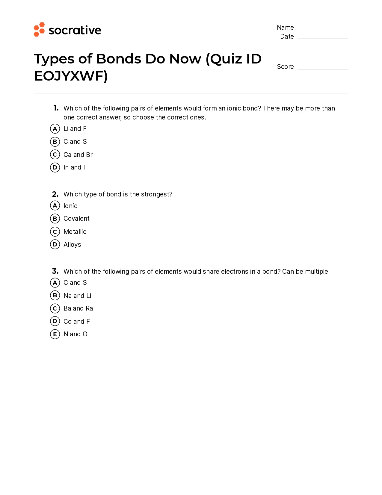 Types Of Bonds Do Now
