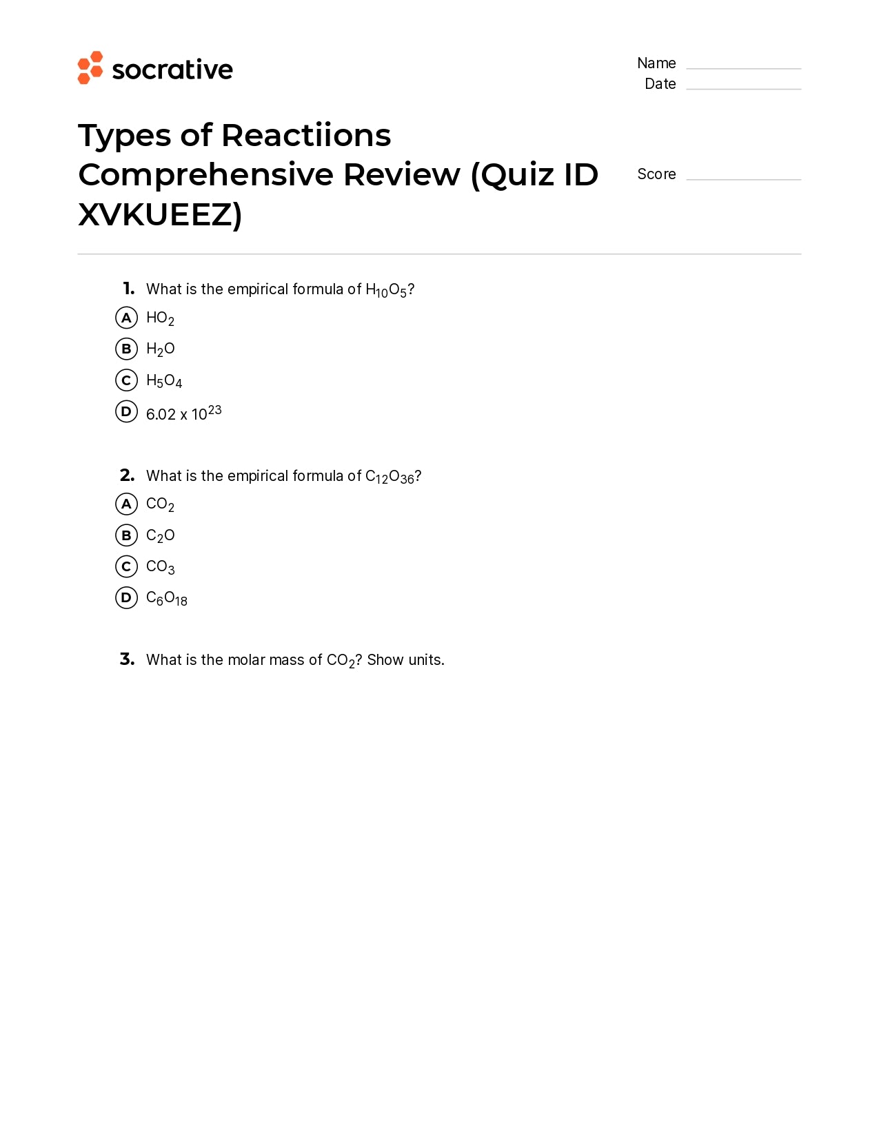 Types Of Reactiions Comprehensive Review