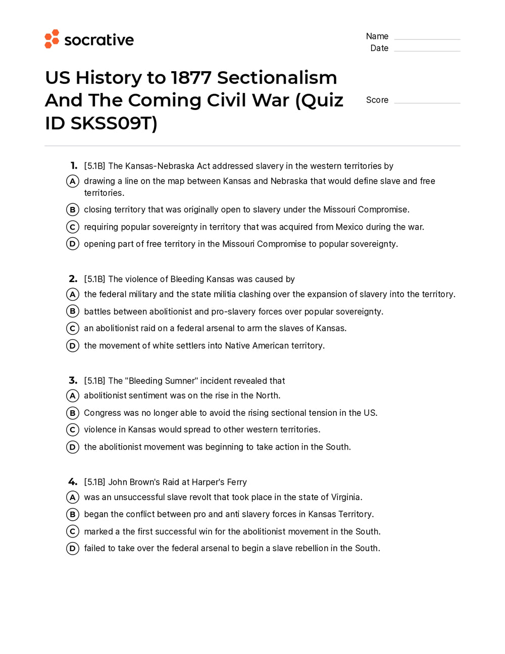 A History of War Quiz