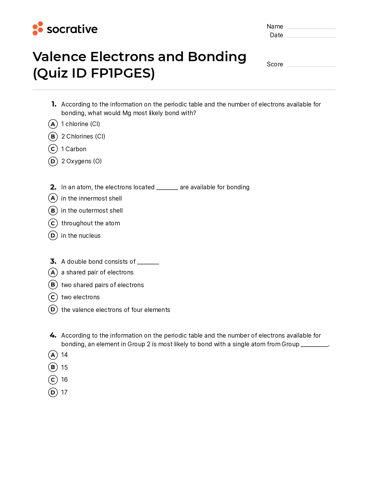Valence Electrons And Bonding