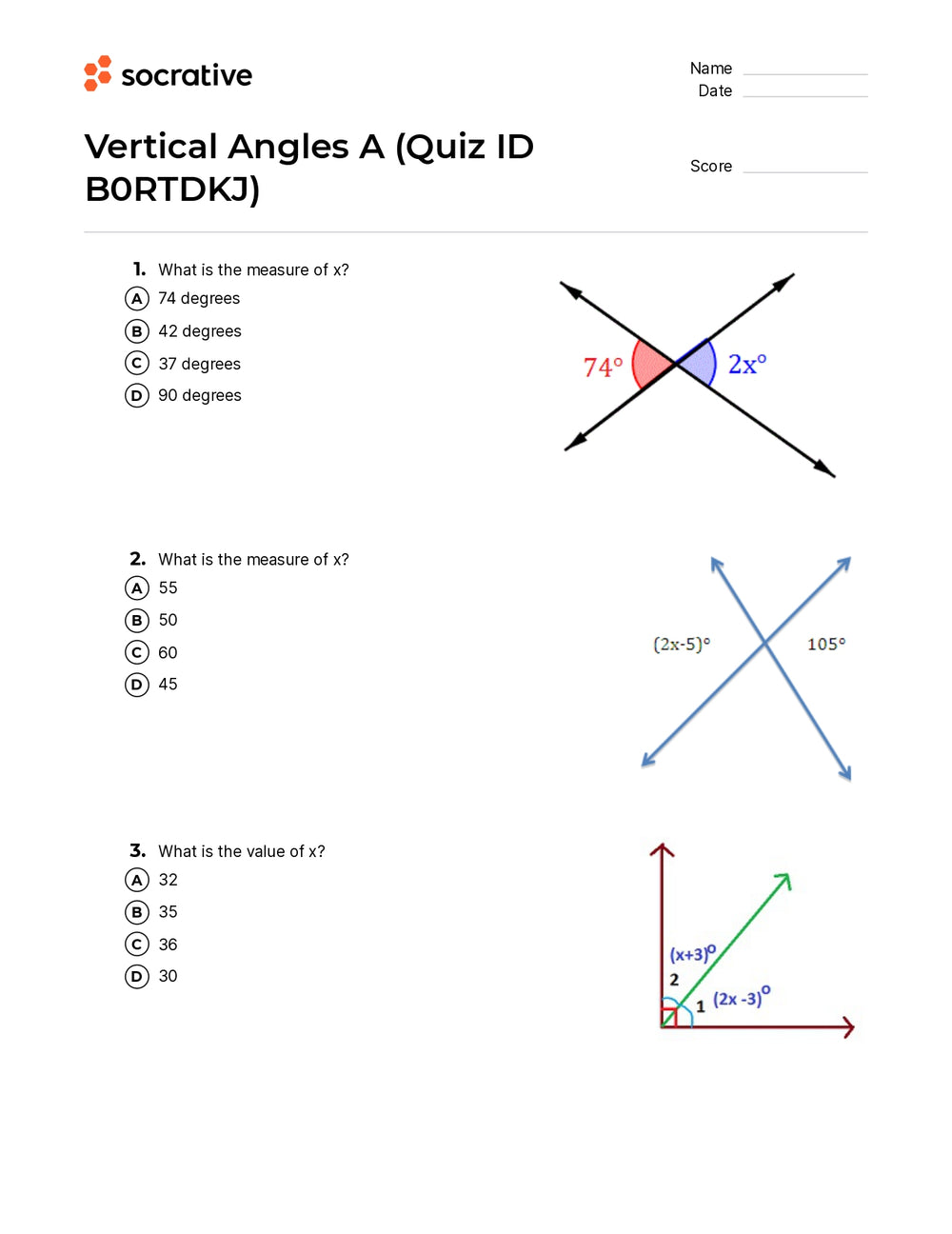 vertical angles which measure 42 degrees