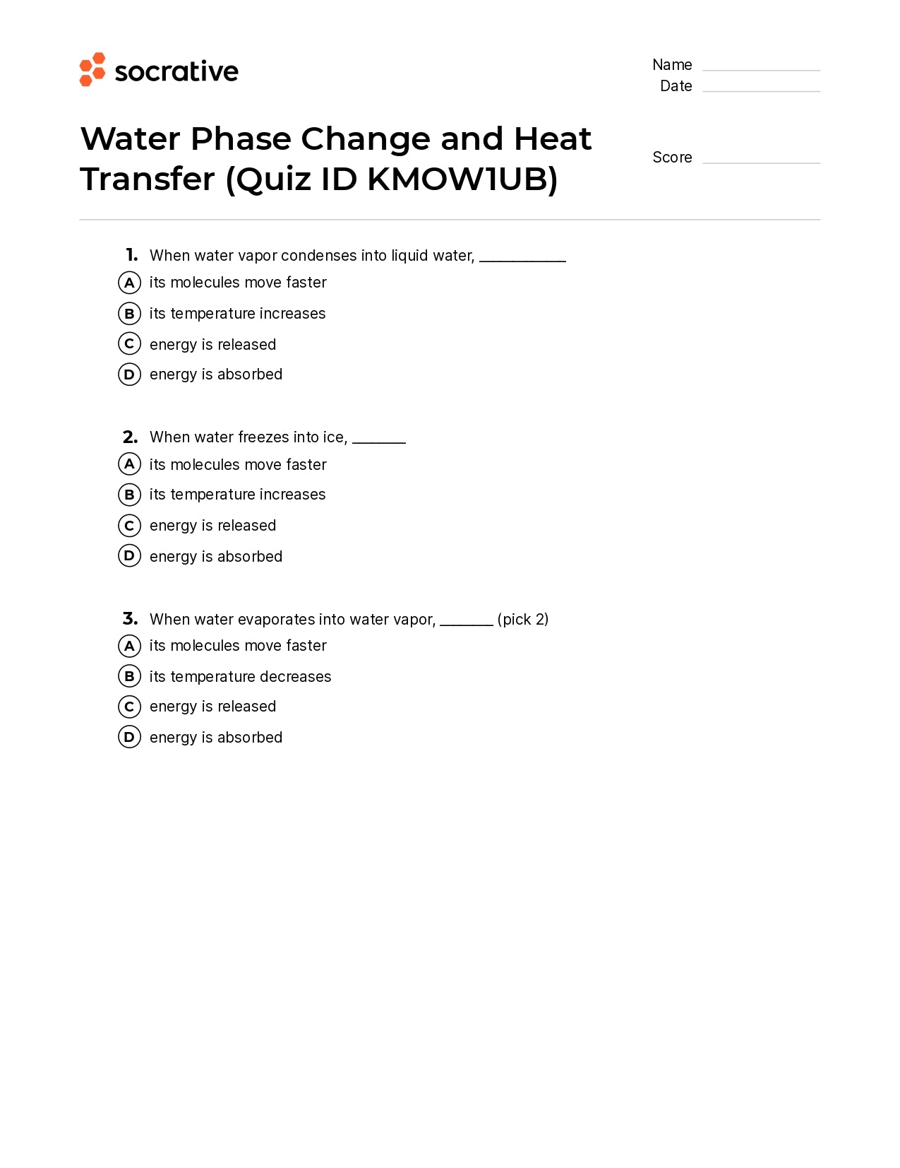 Water Phase Change And Heat Transfer